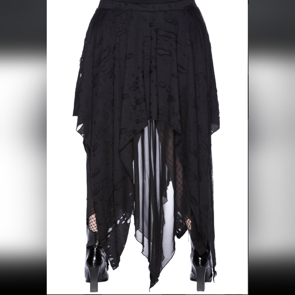 Killstar Black Asymmetrical Women's Skirt - Picture 2 of 5